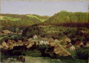 Arnold Böcklin - A View of the Village of Tenniken, 1846