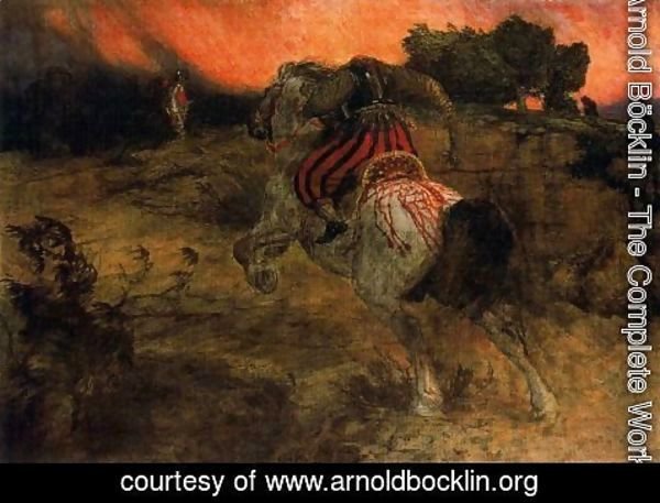 Arnold Böcklin - Astolphe fleeing with the head of Orrile