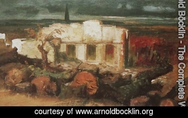 Arnold Böcklin - House destroyed nearly Kehl