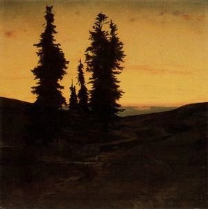 Arnold Böcklin - Sapins at the sunset