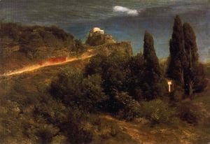 Arnold Böcklin - Soldiers amount to a mountain stronghold