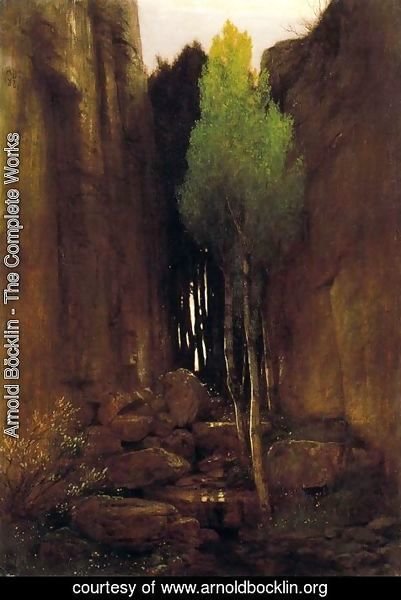 Arnold Böcklin - Source between two rock walls