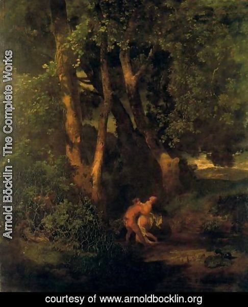 Arnold Böcklin - Wildlife and nymph on the edge of a forest