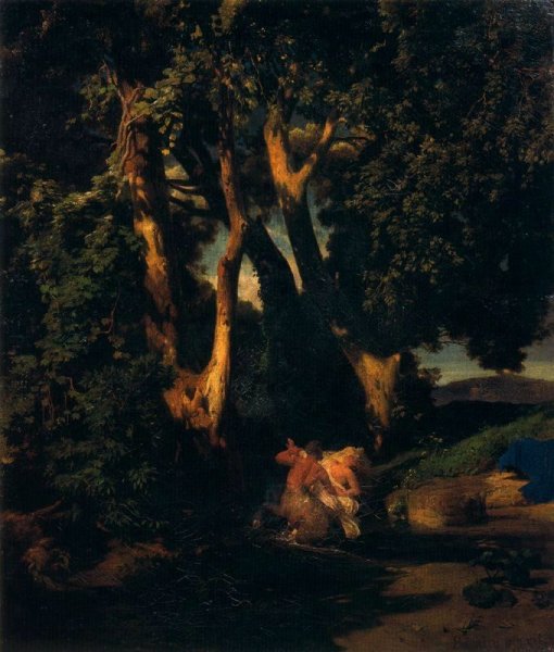 Nymphe et centaure à l'orée d'un bois