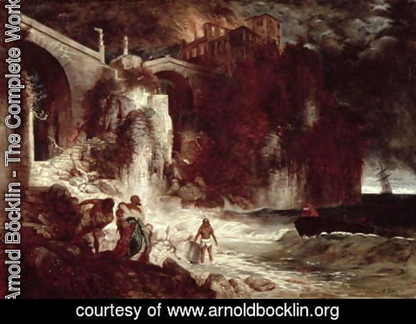Arnold Böcklin - Pirate assault on a coastal fort, 1872