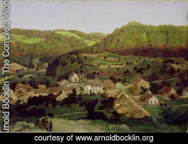 Arnold Böcklin - A View of the Village of Tenniken, 1846