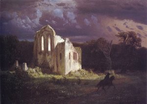 Arnold Böcklin - Ruins in a Moonlit Landscape
