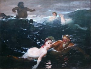Arnold Böcklin - Playing in the Waves