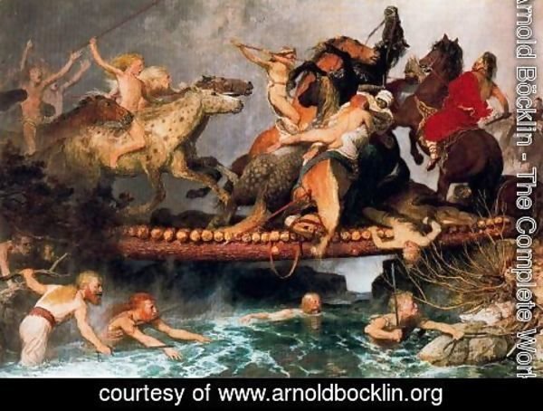 Arnold Böcklin - Fighting on a bridge