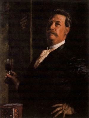 Arnold Böcklin - Self portrait with a glass of wine