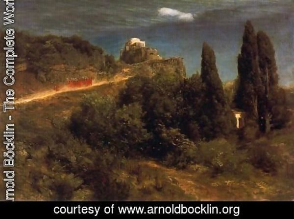 Arnold Böcklin - Soldiers amount to a mountain stronghold