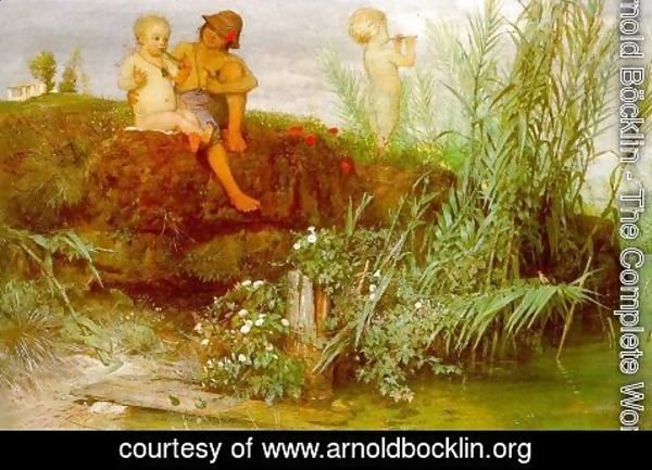 Arnold Böcklin - Children Carving May Flutes 1865